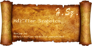 Höfler Szabolcs névjegykártya